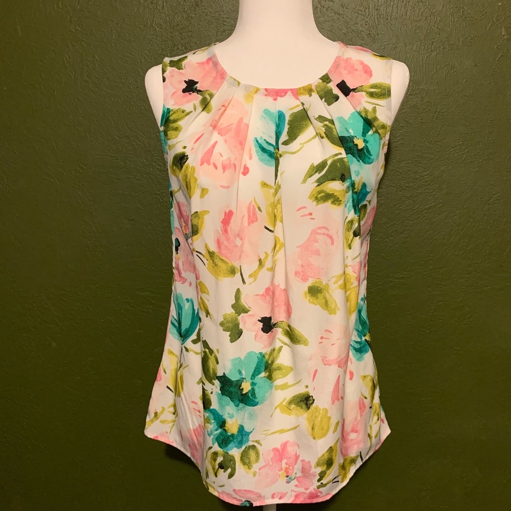 Merona floral sleeveless blouse S